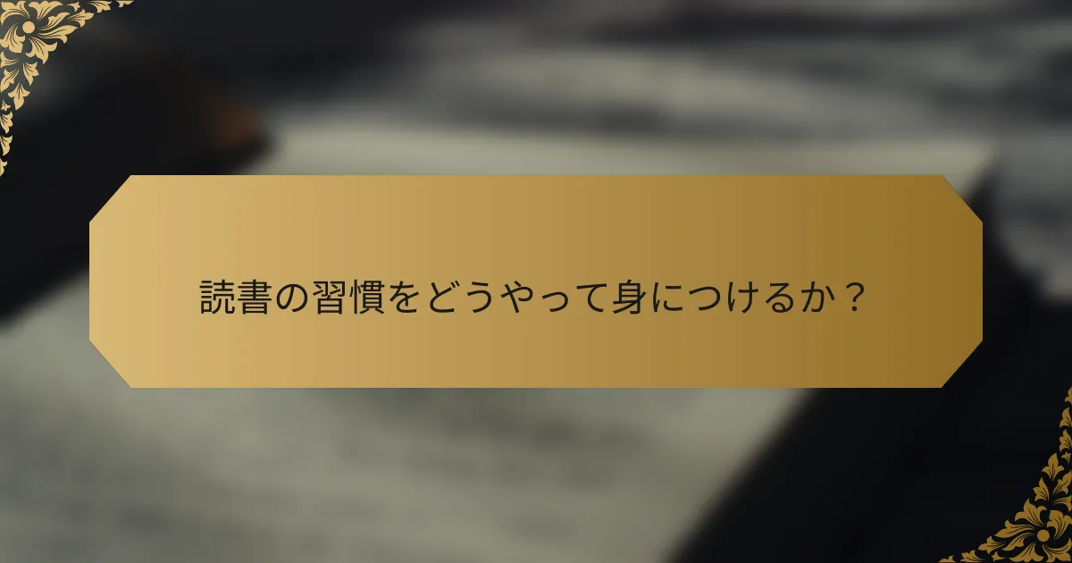 読書の習慣をどうやって身につけるか？